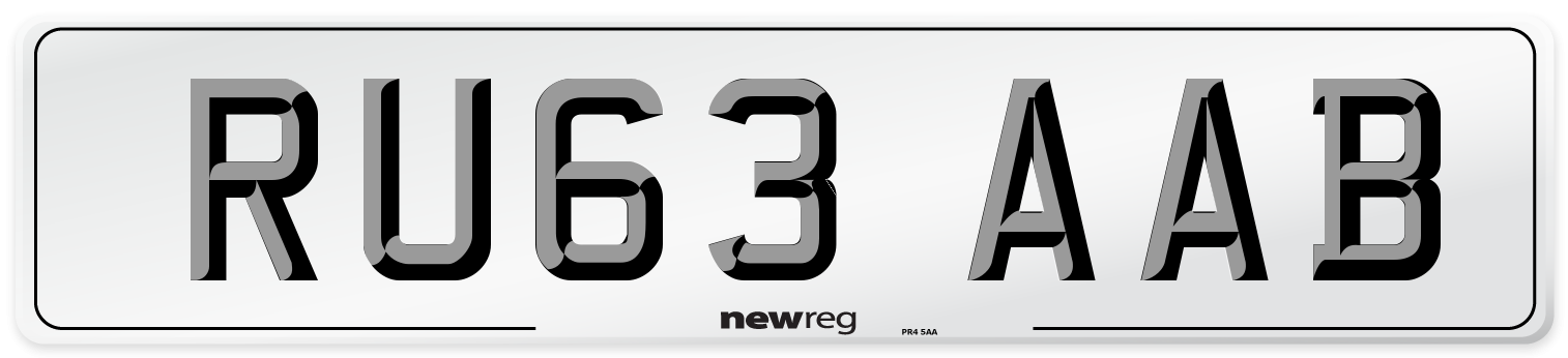 RU63 AAB Number Plate from New Reg